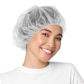 Disposable Bouffant Caps 28 Inch. Pack of 100 White Disposable Hair Covers for Nurses with Elastic Edge. PP Disposable Hair Cap Medical. Breathab