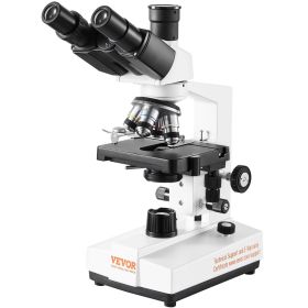 VEVOR Compound Trinocular Microscope, 40X-5000X Magnification Trinocular Compound Lab Microscope with Two-Layer Mechanical Stage, External Interf