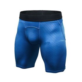 Men's Casual And Comfortable Compression Muscle Gym Shorts (Option: Blue-XL-Short)