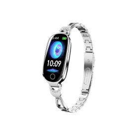Gold Smartwatch For Women Compatible For Android& IOS,Bling Smart Bracelet With Female Menstrual Cycle Heart Rate Blood Pressure Remote Photography Wa (Color: Silver)